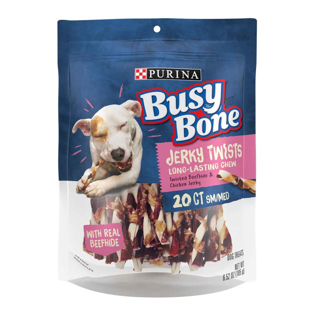 Purina Busy Bone Jerky Twists Grain Free Small/Med Breed Beefhide and Chicken Dog Jerky Treats - 20