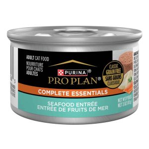 Purina Pro Plan COMPLETE ESSENTIALS Wet Cat Food, Grain Free SeaFood, Pate, 3 Ounces