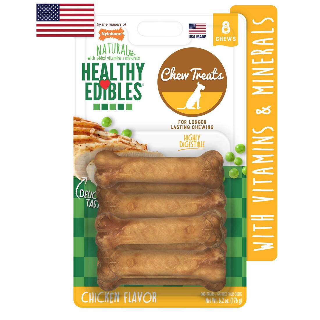 Nylabone Edibles Chicken Petite, 8 Count