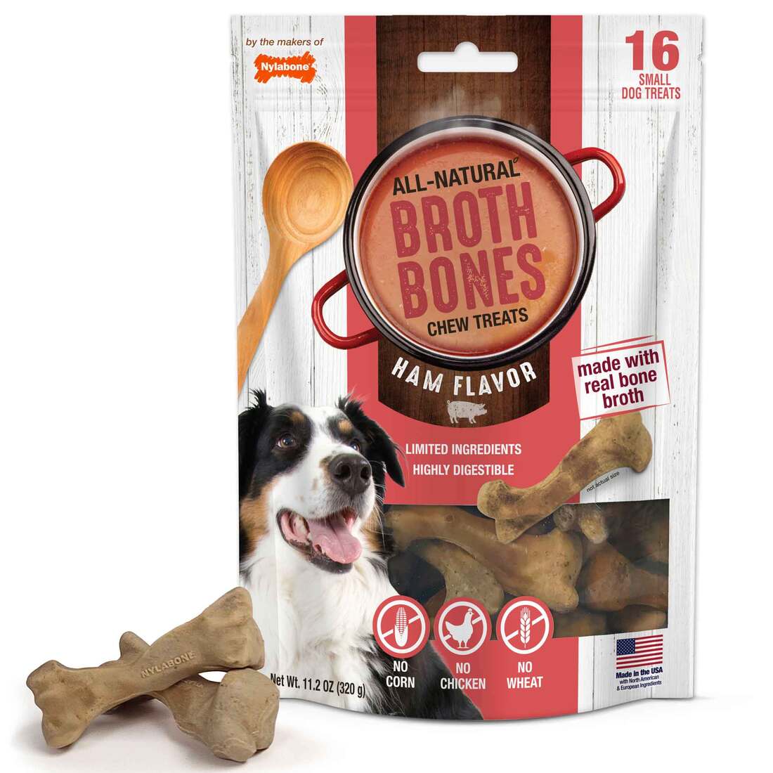 Nylabone Ham Broth Bones Dog Chew - Image 2