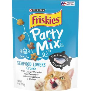Purina Friskies Cat Treats, Party Mix Seafood Lovers Crunch - 6 Ounce Pouch