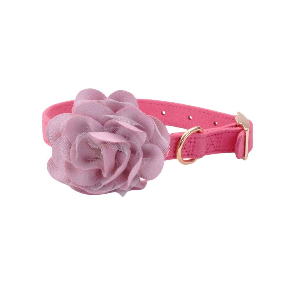 Accent Microfiber Dog Collar, Posh Pink with Flower