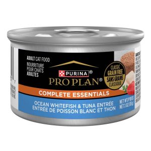 Purina Pro Plan COMPLETE ESSENTIALS Wet Cat Food, Grain Free Ocean White Fish & Tuna Pate, 3 Ounces