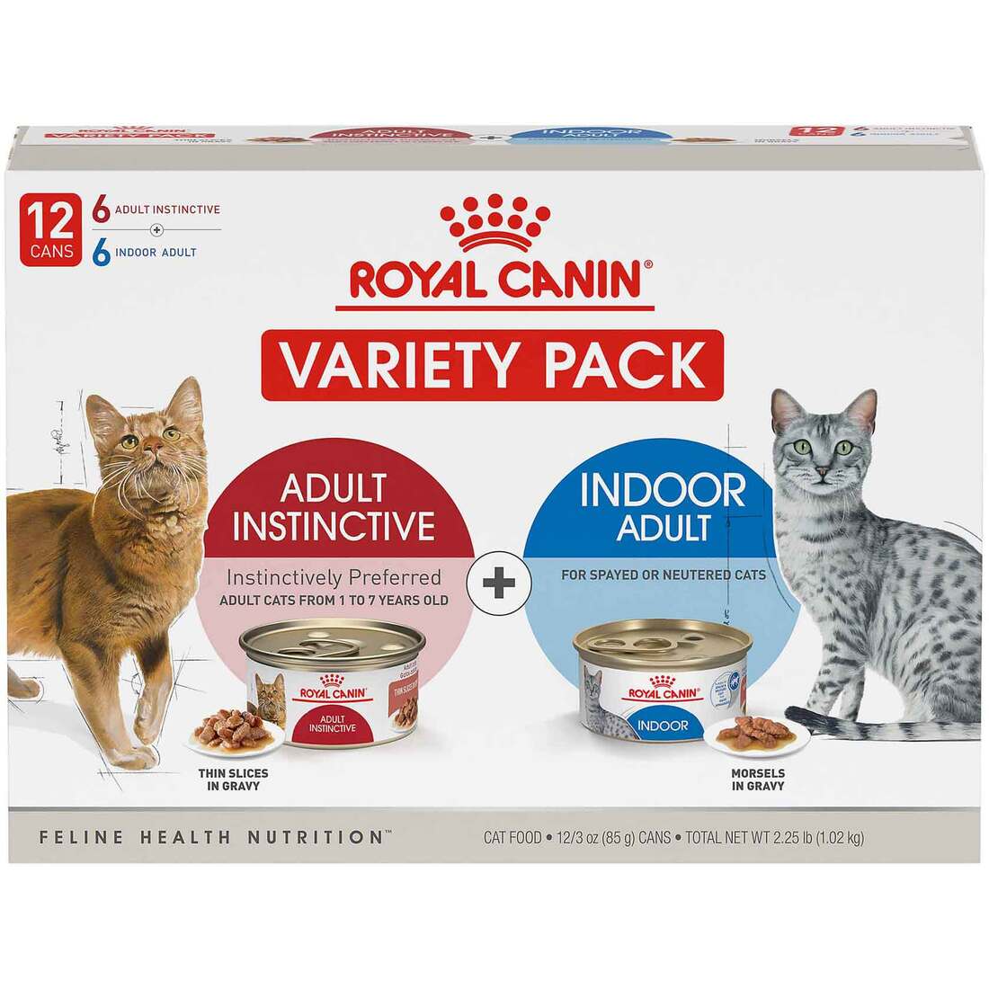 Royal Canin? Feline Health Nutrition Indoor Adult & Adult Instinctive Wet Cat Food Variety Pack, 3 O