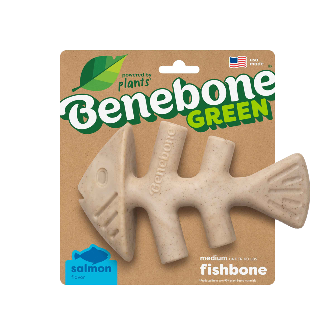 Benebone Green Fishbone Salmon Dog Chew, Medium
