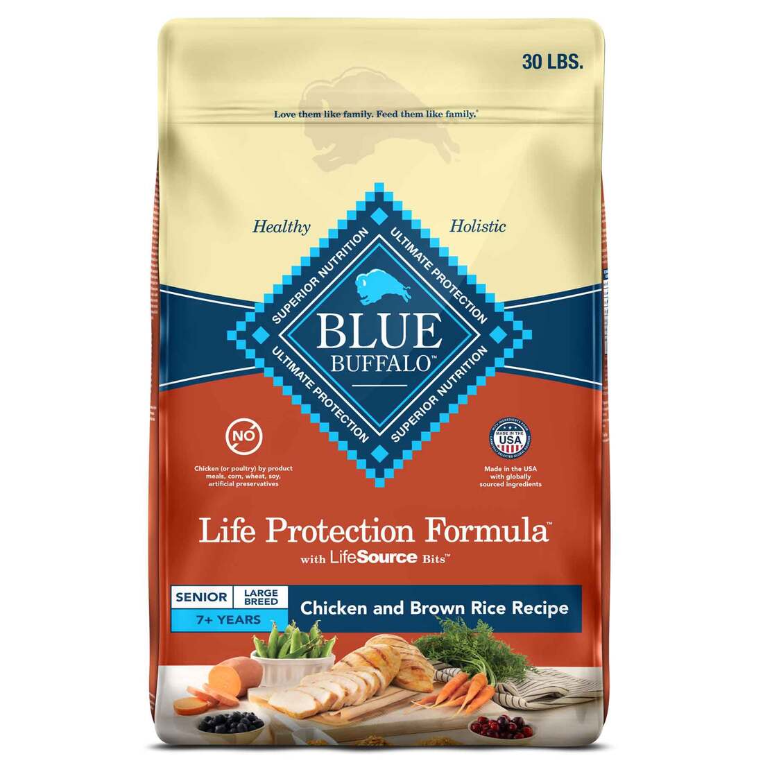 Blue Buffalo Life Protection Formula Large Breed Senior Natural Dry Dog Food, Chicken & Brown Rice R