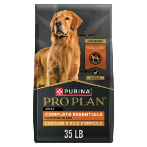 Purina Pro Plan Complete Essentials Shredded Blend Dry Dog Food, Chicken and Rice - 35 Pound Bag