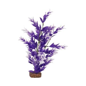 GloFish Plant Aquarium Décor, Purple And White Medium, Fluorescent Under Blue LED Light