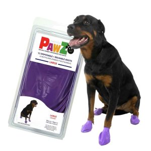 Pawz Rubber Dog Boots, Purple, Large