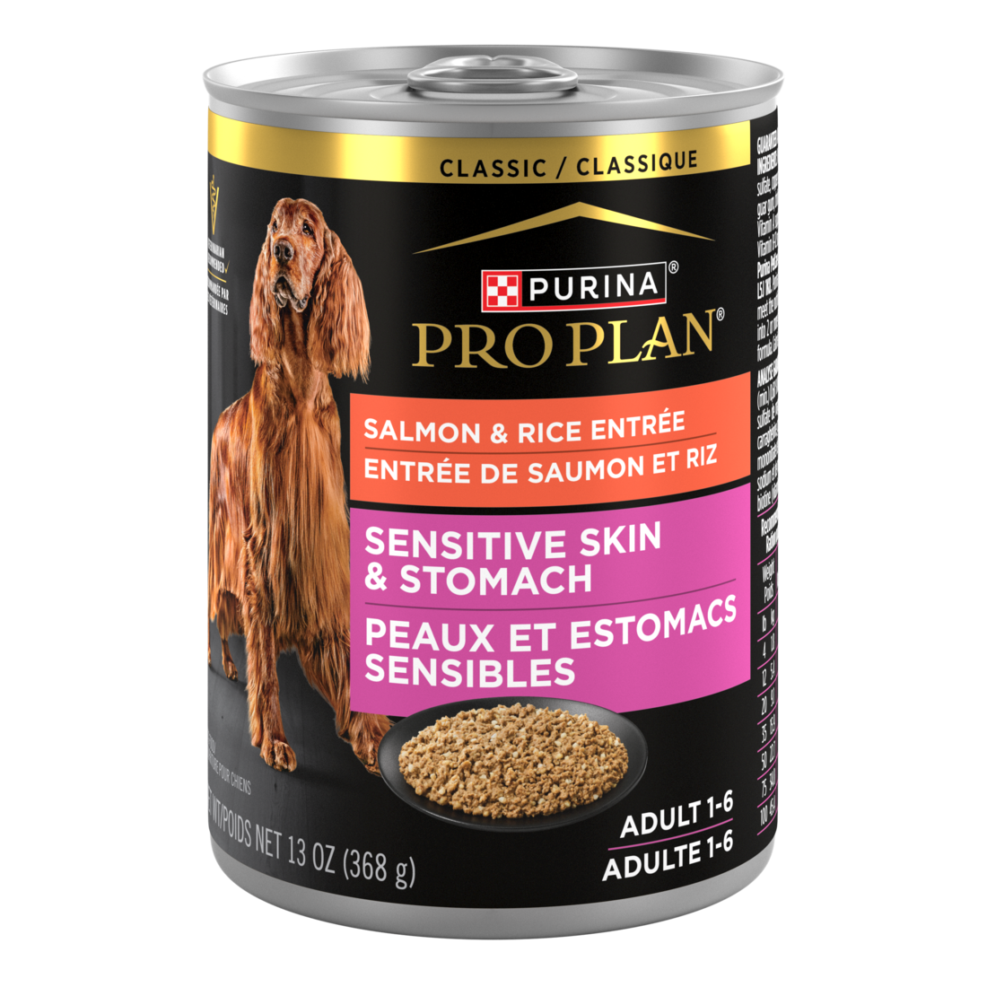 Purina Pro Plan Sensitive Skin and Stomach Wet Dog Food Pate Salmon and Rice Entree - 13 Ounce Can
