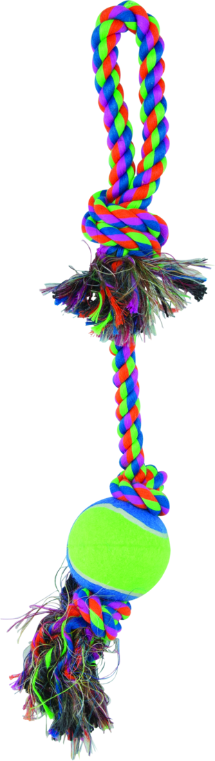 Play On Dog Toy Rope Pull with Tennis Ball