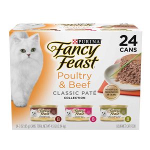 Fancy Feast Poultry and Beef Feast Classic Pate Collection Grain Free Wet Cat Food Variety Pack - (2