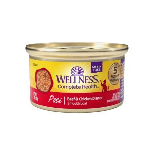 Wellness Complete Health Grain Free Wet Cat Food, Beef & Chicken Dinner Pate, 3 Ounces