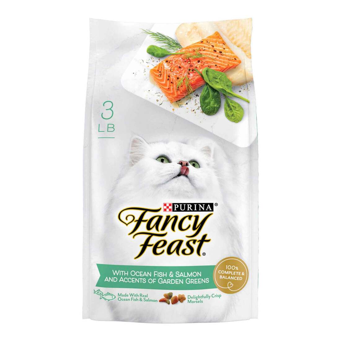 Purina Fancy Feast Dry Cat Food With Ocean Fish and Salmon - 3 Pound Bag