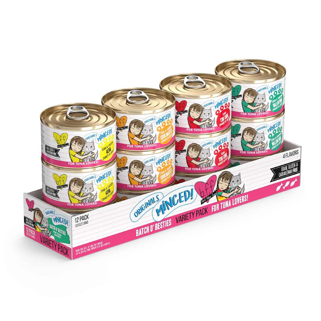 Weruva BFF Minced Natural Wet Cat Food, Batch O' Besties Variety Pack, 3 Ounces