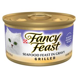 Purina Fancy Feast Wet Cat Food, Grilled SeaFood, Feast in Gravy, 3 Ounces