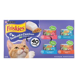 Purina Friskies Pate Wet Cat Food Variety Pack Seafood and Chicken Pate Favorites, 40 Count Variety
