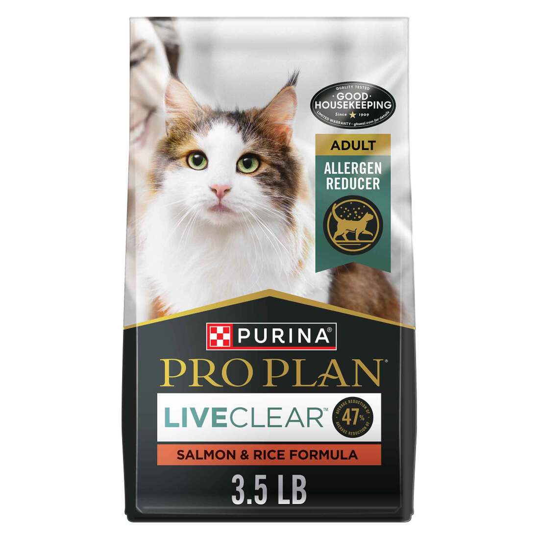 Purina Pro Plan LiveClear Adult Dry Cat Food, Salmon and Rice Formula - 3.5 Pound Bag