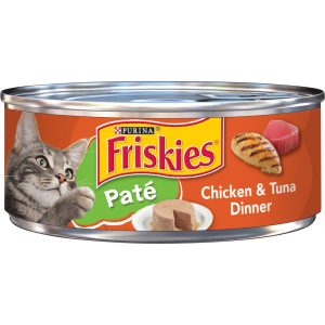 Purina Friskies Wet Cat Food Pate, Chicken and Tuna Dinner - 5.5 Ounce Can