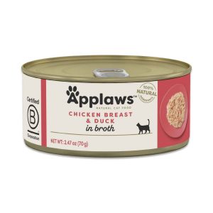 Applaws Natural Wet Cat Food, Chicken Breast with Duck in Broth, 2.47 Ounces