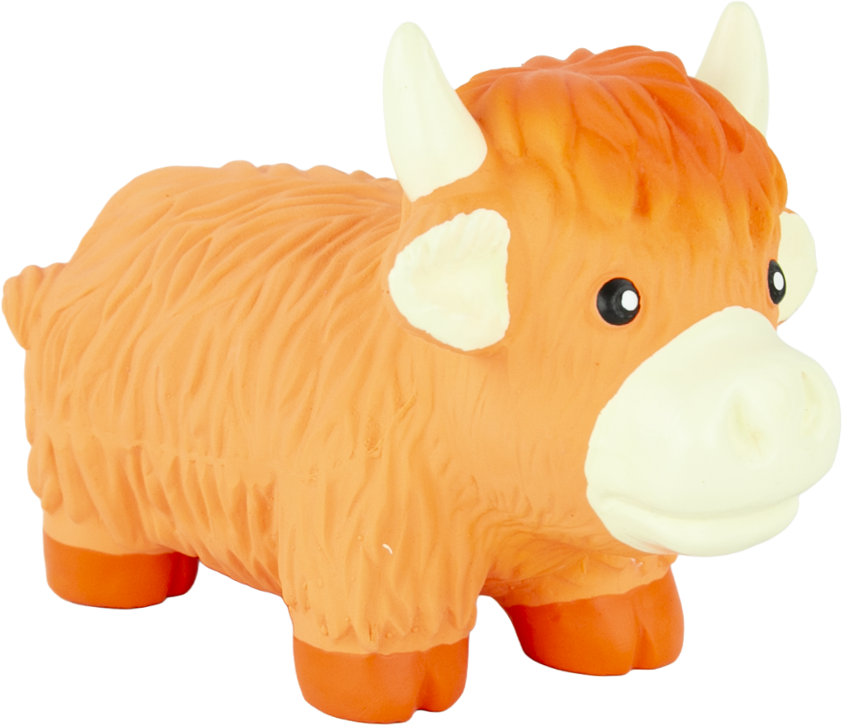 Play On Latex Highland Cow Dog Toy, Assorted, 1 Each