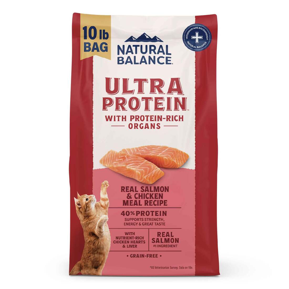 Natural Balance Ultra Protein Dry Cat Food, Real Salmon & Chicken Meal Recipe, 10 Pounds