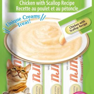 Inaba Churu Puree Cat Treat, Chicken and Scallop, 4 Count, 2 Ounces