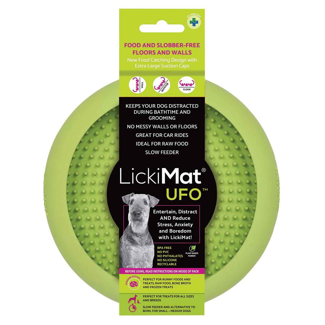 Lickimat Dog Feeding UFO, Green