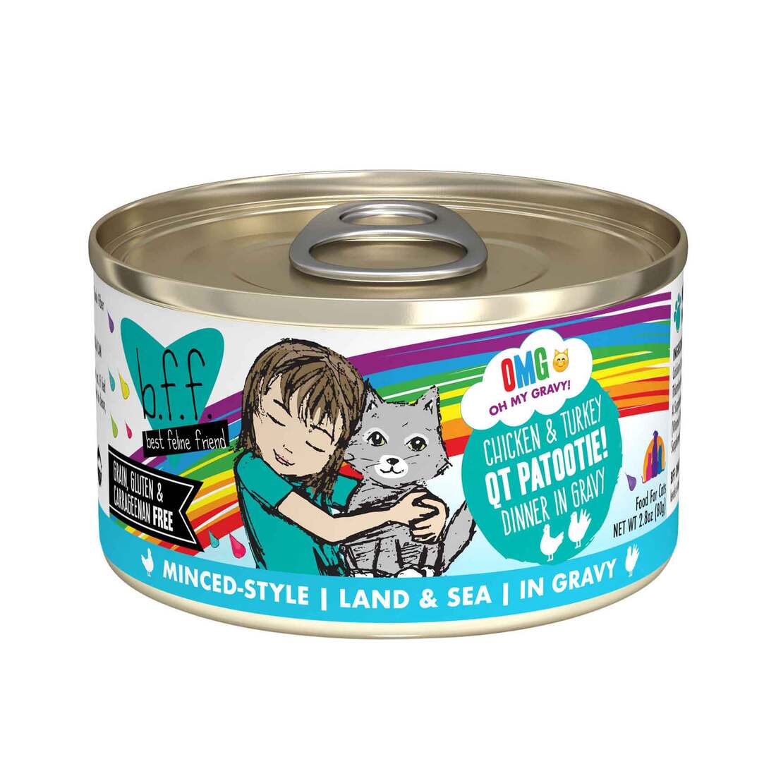 BFF OMG - Best Feline Friend Oh My Gravy!, QT Patootie with Chicken & Turkey in Gravy Cat Food by We