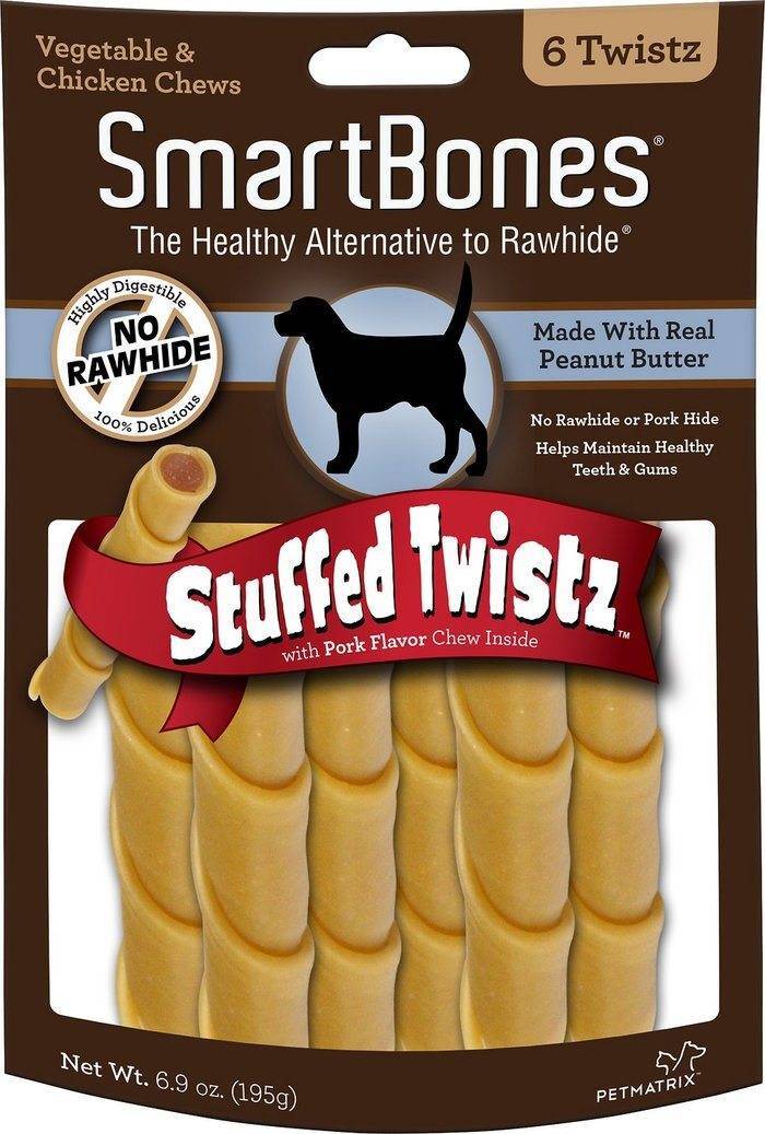 SmartBones Stuffed Peanut Butter Twistz Dog Chews, 6 Count