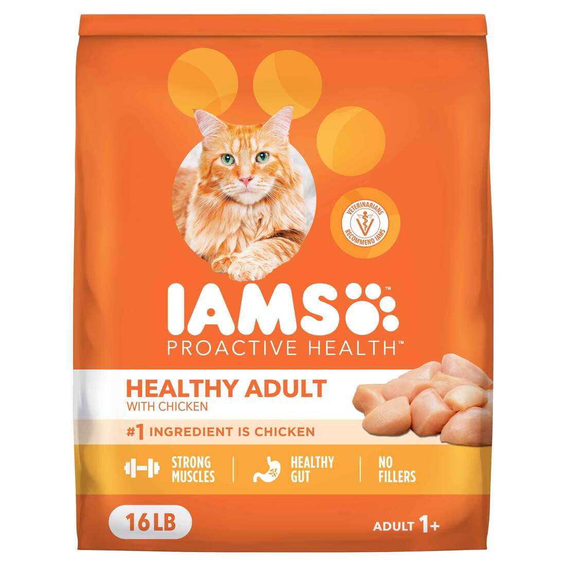 IAMS PROACTIVE HEALTH Adult Healthy Dry Cat Food with Chicken, 16 Pounds
