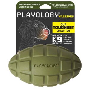 Playology Warriors Squeaky Football Dog Toy, Beef, Jumbo