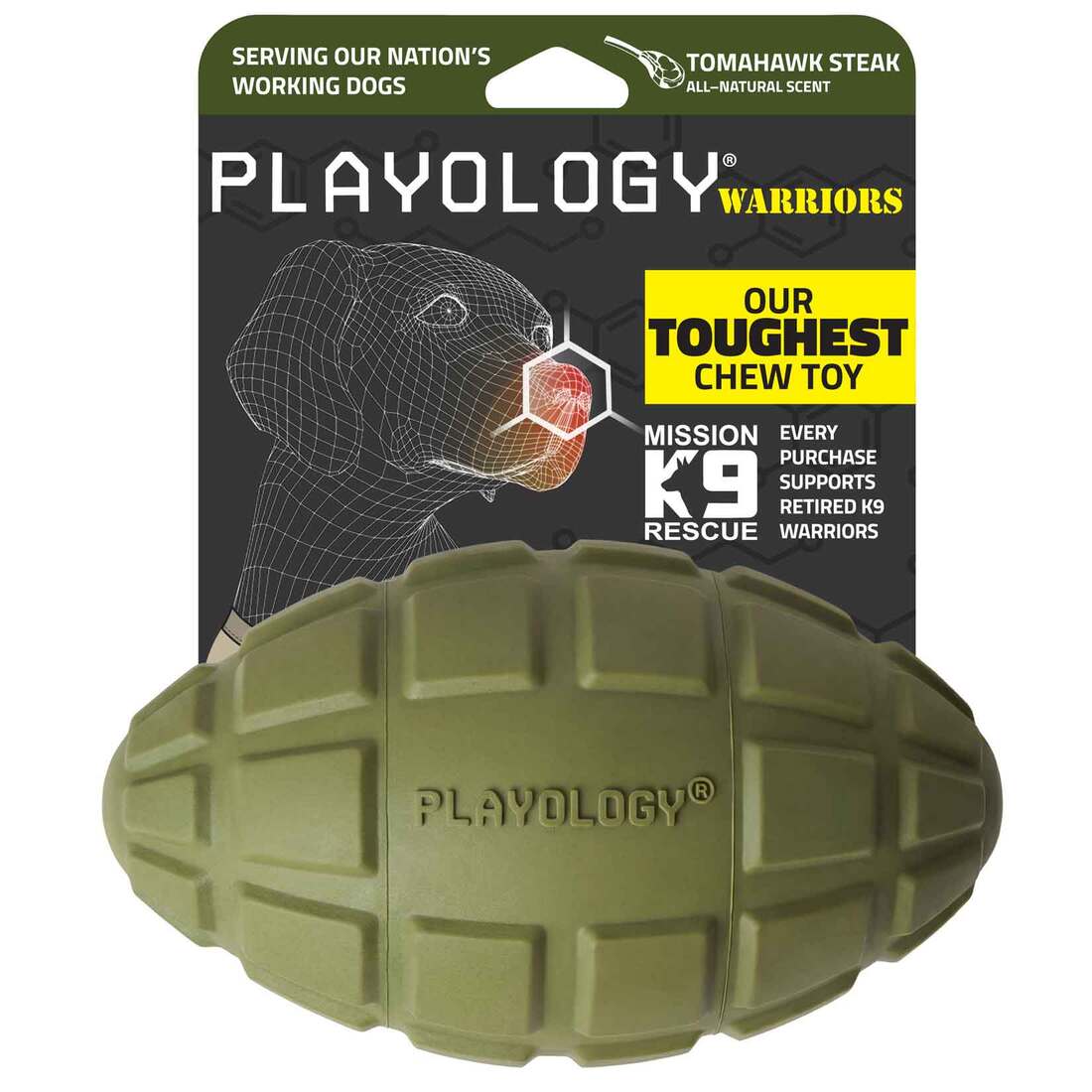 Playology Warriors Squeaky Football Dog Toy, Beef, Jumbo