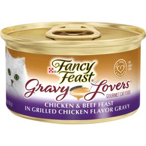 Purina Fancy Feast Gravy Lovers Chicken and Beef Feast Gourmet Cat Food in Wet Cat Food Gravy - 3 Ou