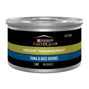 Purina Pro Plan Adult Weight Management Wet Cat Food, Tuna and Rice Entree in Sauce, 3 Ounce Can