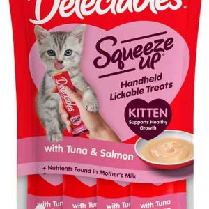Hartz Delectables Squeeze Up Kitten Wet Cat Treat, Tuna and Salmon, 4 Count, 2 Ounces
