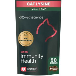 VetriScience Lysine Plus Lysine Immunity Health Chicken Flavored Chews, 90 Count