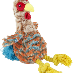 Play On Plush Chicken with Rope Legs Dog Toy