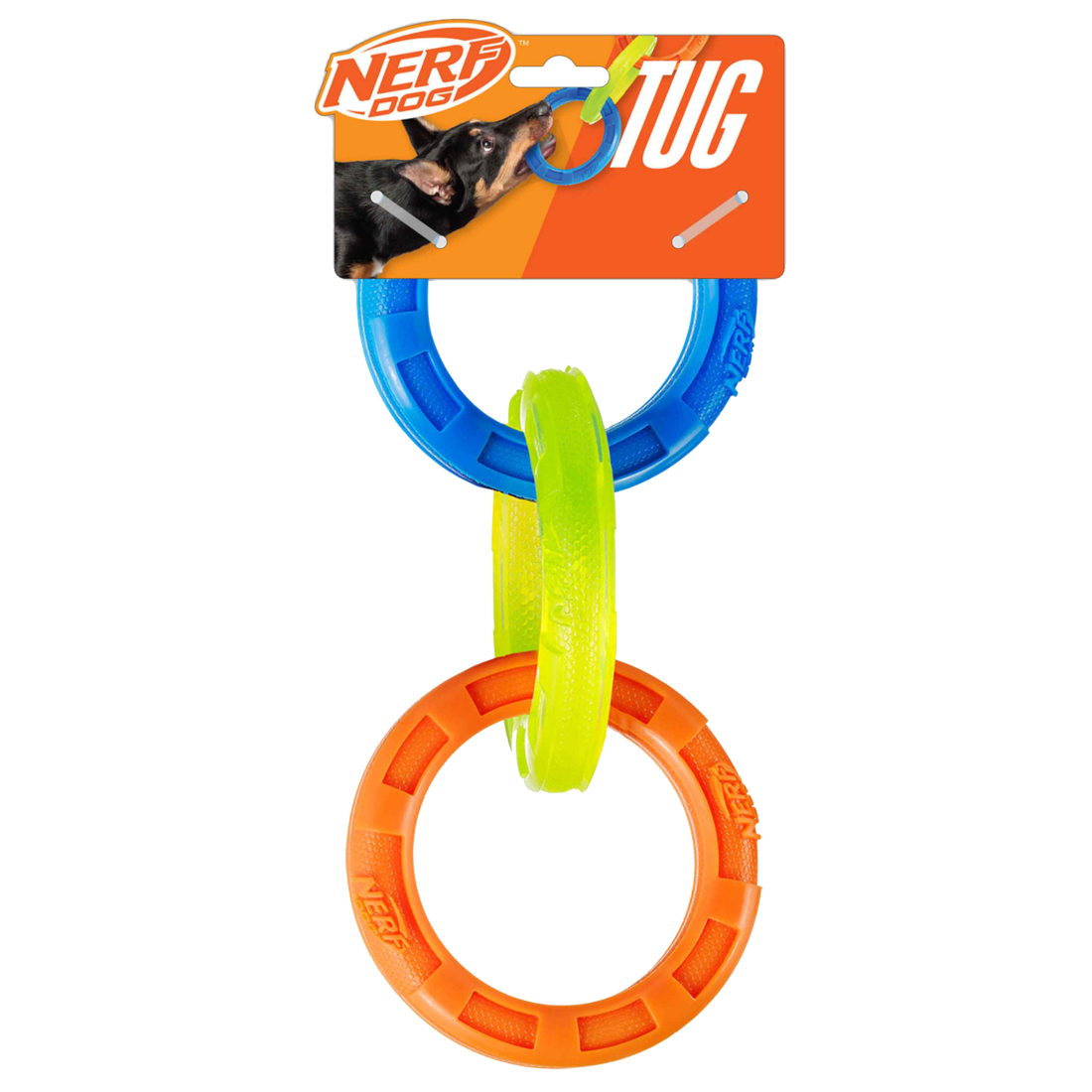 Nerf 3 Ring Tug Dog Toy, 10.5 Inches