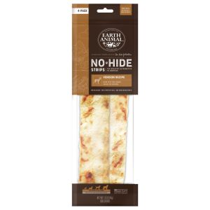 Earth Animal No-Hide Strips Venison Recipe Natural Rawhide Alternative Dog Chew Treat, 4 Pack