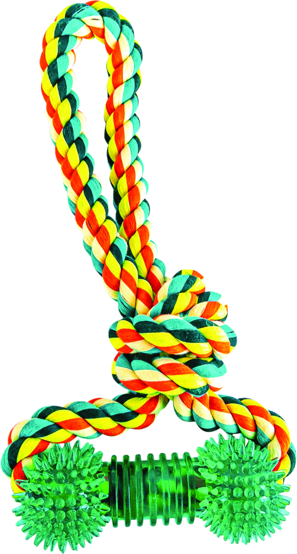 Play On Dog Toy Rope with Spike TPR Bone
