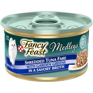 Purina Fancy Feast Medleys Wet Cat Food, Shredded Tuna Fare Wet Cat Food Recipe with Spinach in a Ca