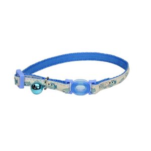 Safe Cat® Glow in the Dark Adjustable Breakaway Collar, Glowing Blue Fish, 3/8" x 08"-12"