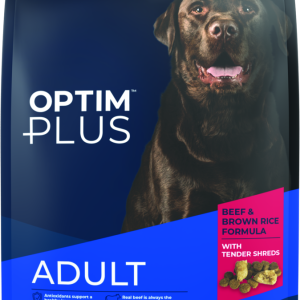 OptimPlus Adult Beef & Brown Rice Formula With Tender Shreds Dry Dog Food