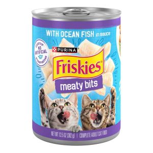 Friskies Meaty Bits Wet Cat Food, Ocean Fish and Gravy, 13 Ounces