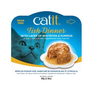 Catit Fish Dinner Wet Cat Food, White Fish and Pumpkin, 2.8 Ounces