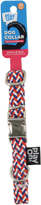 Play On Woven Dog Collar, Red/White/Blue