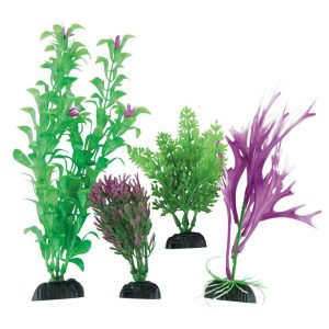 Fins First Plastic Plants Multipack, Purple, 4 Pack