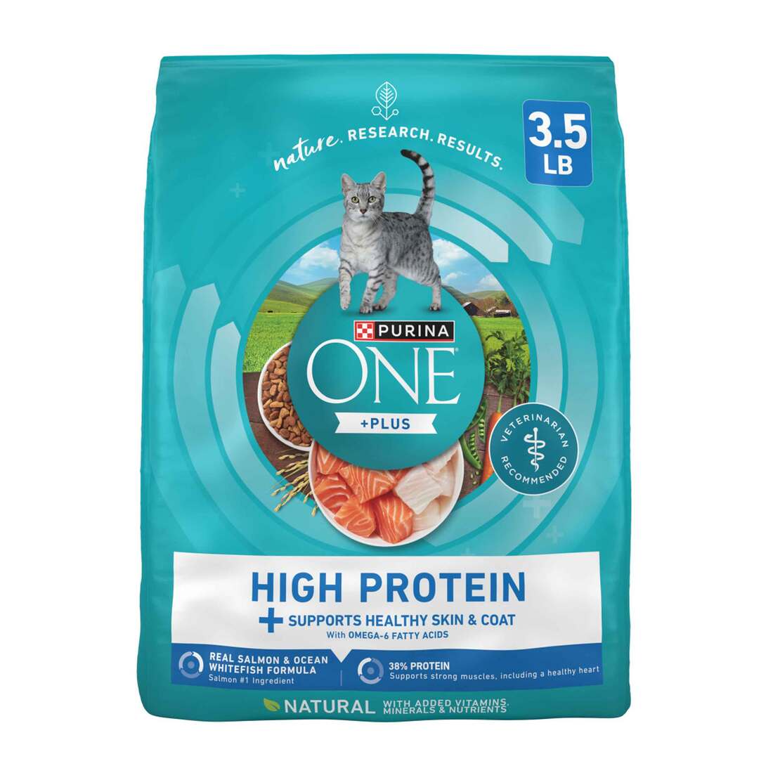 Purina ONE Plus High Protein Dry Cat Food, Salmon and Ocean Whitefish - Image 2