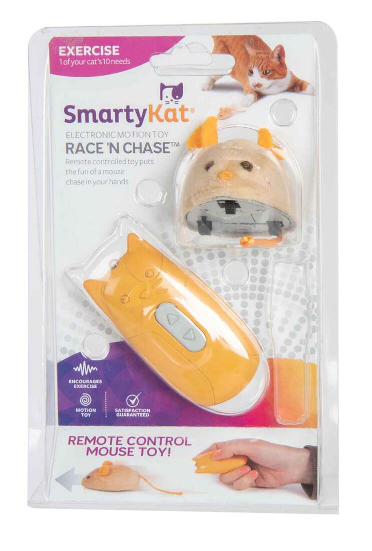 SmartyKat Race 'N Chase Electronic Remote Control Mouse Cat Toy, Battery Powered
